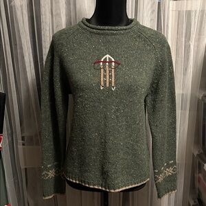 Woolrich Forest Green Sweater with Embroidered Arrows